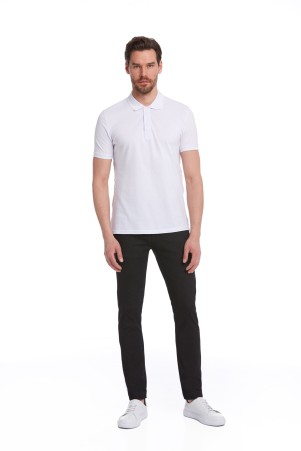 Beyaz Regular Fit 100% Pamuk Polo Yaka Tişört - 5