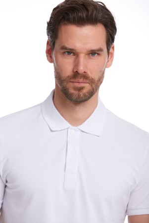 Beyaz Regular Fit 100% Pamuk Polo Yaka Tişört - 10