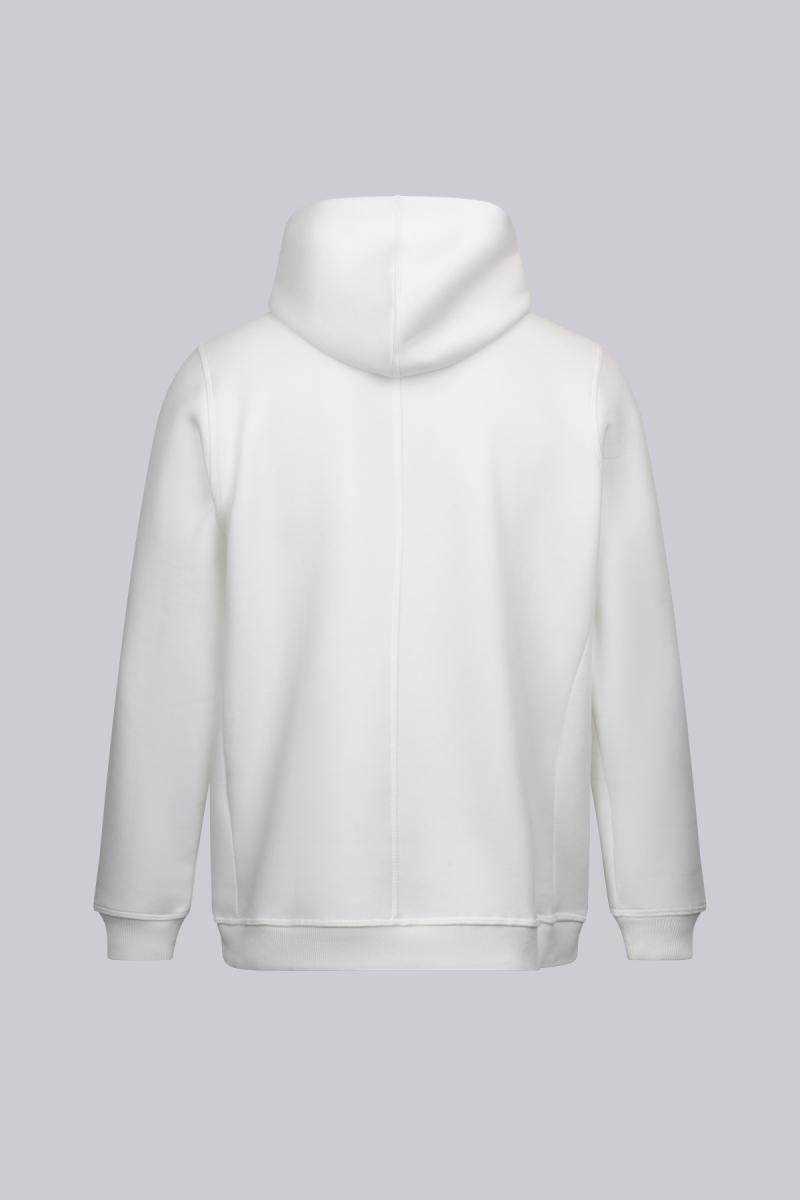 Beyaz Regular Fit Pamuklu Tam Fermuarlı Kapüşonlu Sweatshirt - HTML (1)