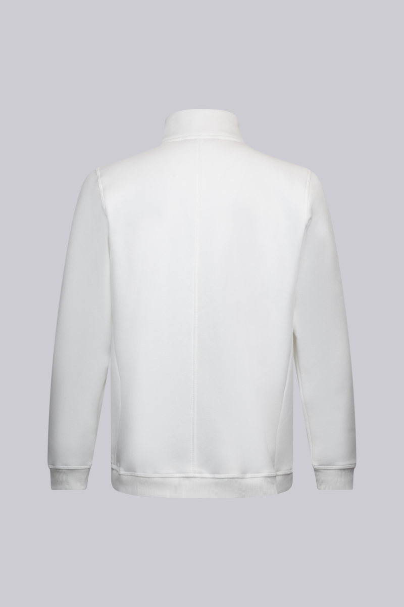 Beyaz Regular Fit Pamuklu Tam Fermuarlı Sweatshirt - HTML (1)