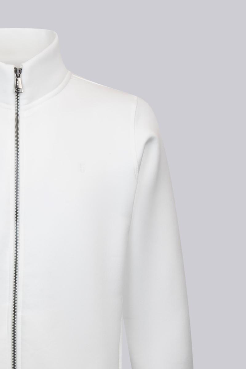 Beyaz Regular Fit Pamuklu Tam Fermuarlı Sweatshirt - HTML (1)