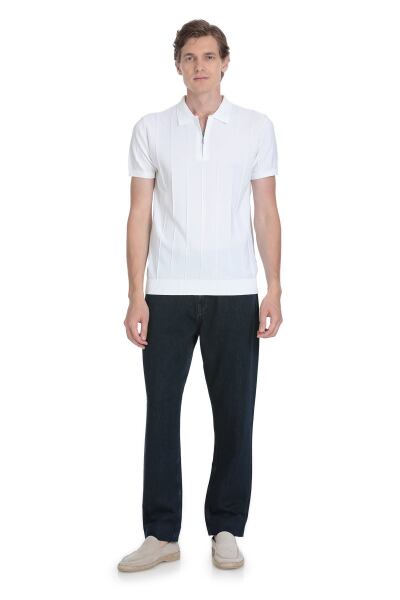 Beyaz Regular Fit Polo Yaka Rayon Tişört - 2