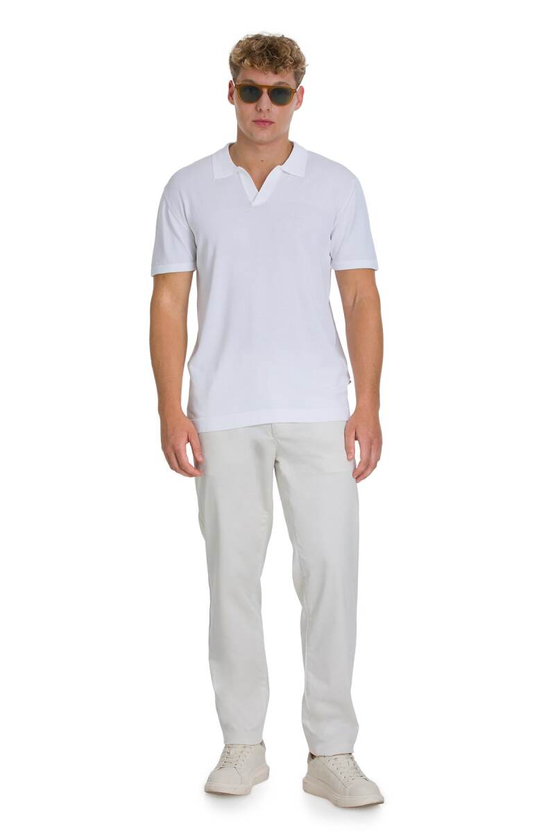 Beyaz Regular Fit Polo Yaka Rayon Tişört - Saykı (1)