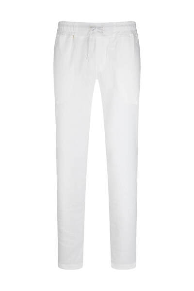 Beyaz Regular Fit Yandan Cep Pamuklu Pantolon 