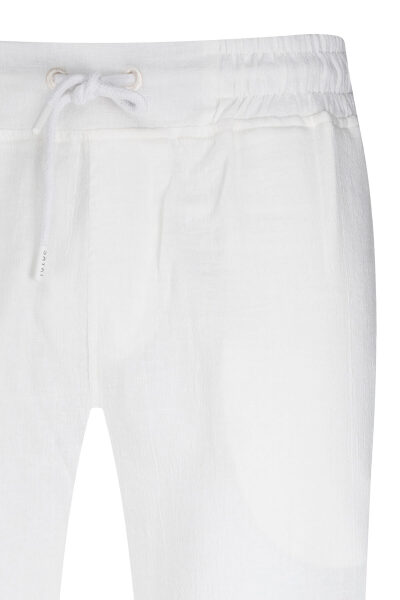 Beyaz Regular Fit Yandan Cep Pamuklu Pantolon - 2