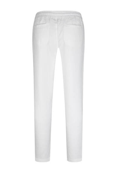 Beyaz Regular Fit Yandan Cep Pamuklu Pantolon - 3