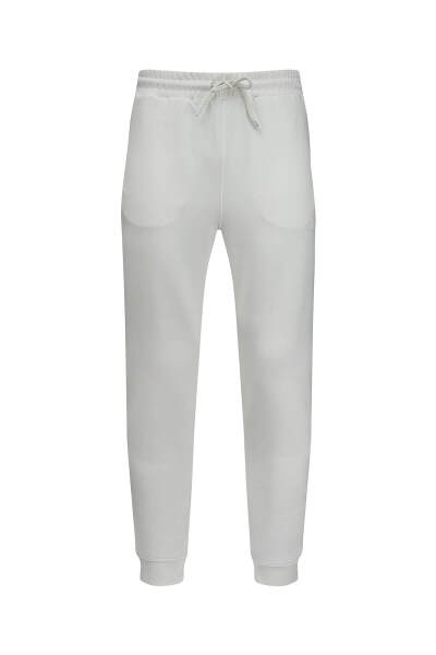 Beyaz Regular Fit Yandan Cepli Pamuklu Eşofman Altı 