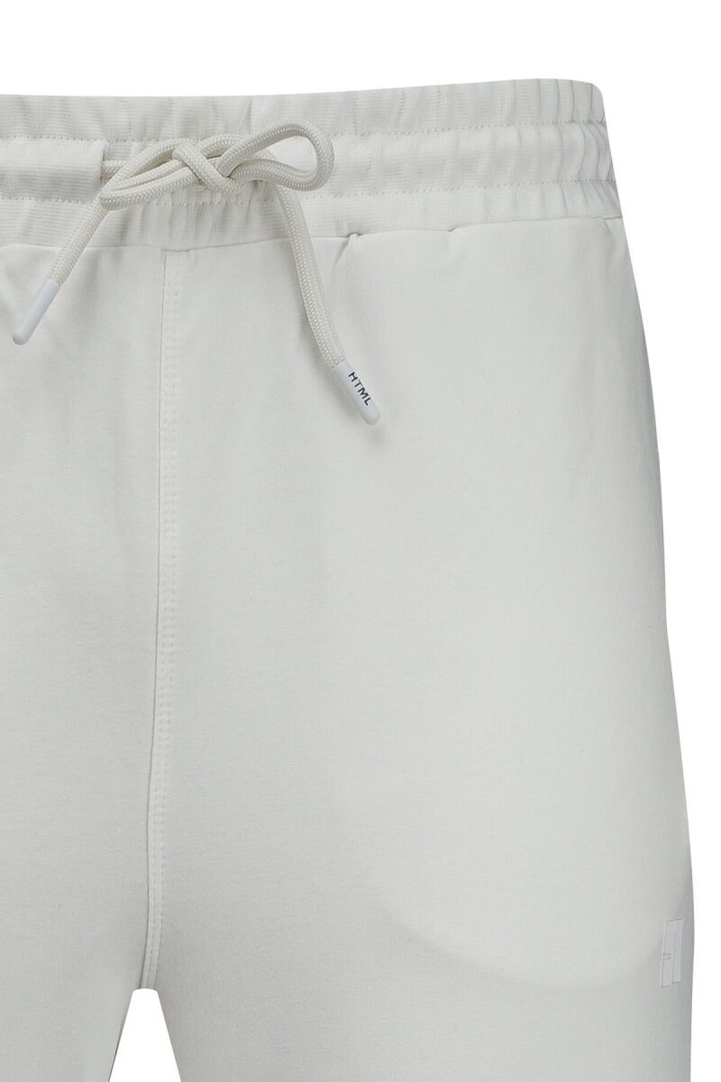 Beyaz Regular Fit Yandan Cepli Pamuklu Eşofman Altı - HTML (1)