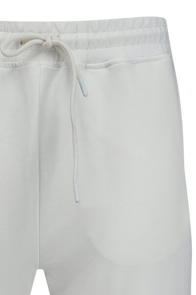 Beyaz Regular Fit Yandan Cepli Pamuklu Eşofman Altı - 2