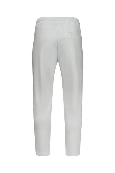 Beyaz Regular Fit Yandan Cepli Pamuklu Eşofman Altı - 3