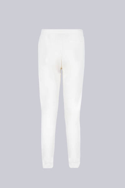 Beyaz Regular Fit Yandan Cepli Pamuklu Eşofman Altı - 2