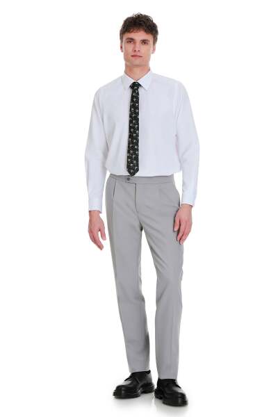 Beyaz Slim Fit 100% Pamuk Slim Yaka Pamuklu Uzun Kollu Gömlek - 2