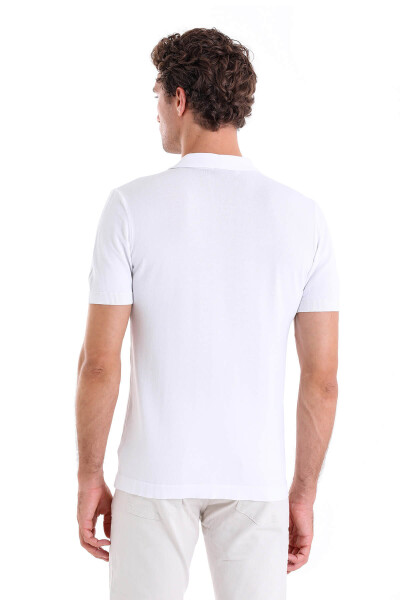 Beyaz Regular Fit Polo Yaka Rayon Triko Tişört - 6