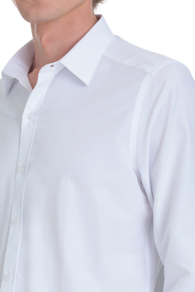 Beyaz Slim Fit Slim Yaka Pamuklu Uzun Kollu Gömlek - 5