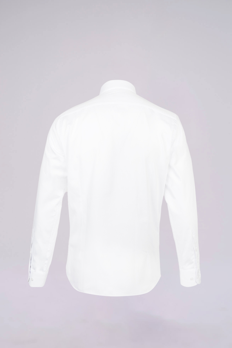 Beyaz Slim Fit Uzun Kollu Açık İtalyan Yaka Saten Gömlek - HATEM SAYKI (1)