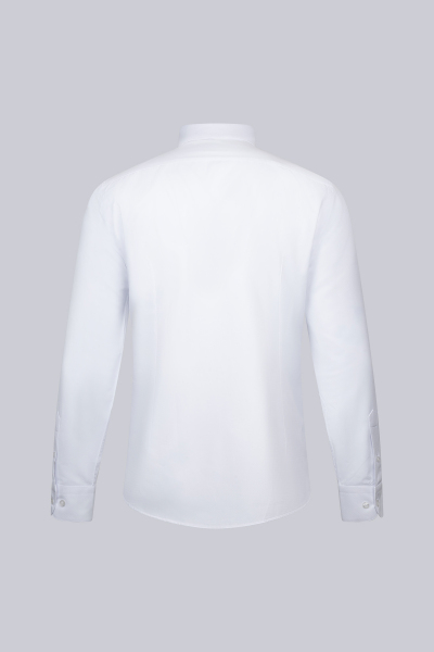 Beyaz Slim Fit Slim Yaka Uzun Kollu Pamuklu Gömlek - 2