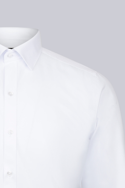 Beyaz Slim Fit Slim Yaka Uzun Kollu Pamuklu Gömlek - 3