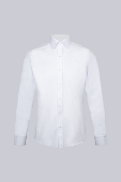 Beyaz Slim Fit Uzun Kollu Slim Yaka Pamuklu Klasik Gömlek - 1