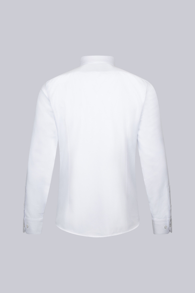 Beyaz Slim Fit Uzun Kollu Slim Yaka Pamuklu Klasik Gömlek - 2