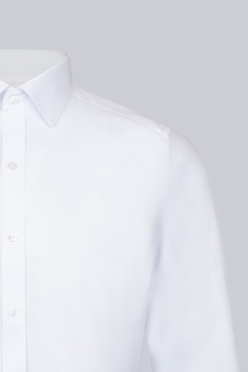 Beyaz Slim Fit Uzun Kollu Slim Yaka Pamuklu Klasik Gömlek - Hatemoğlu (1)