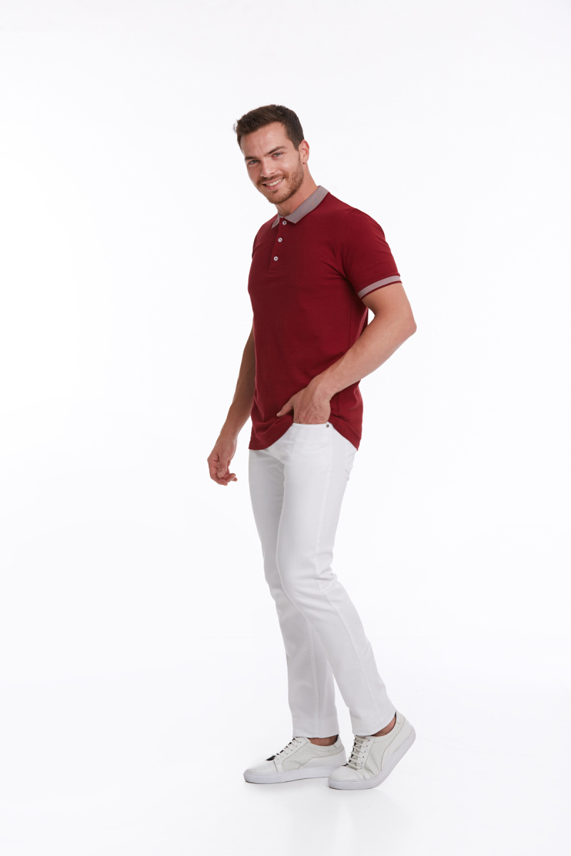 Bordo Regular Fit 100% Pamuk Polo Yaka Tişört - Hatemoğlu (1)