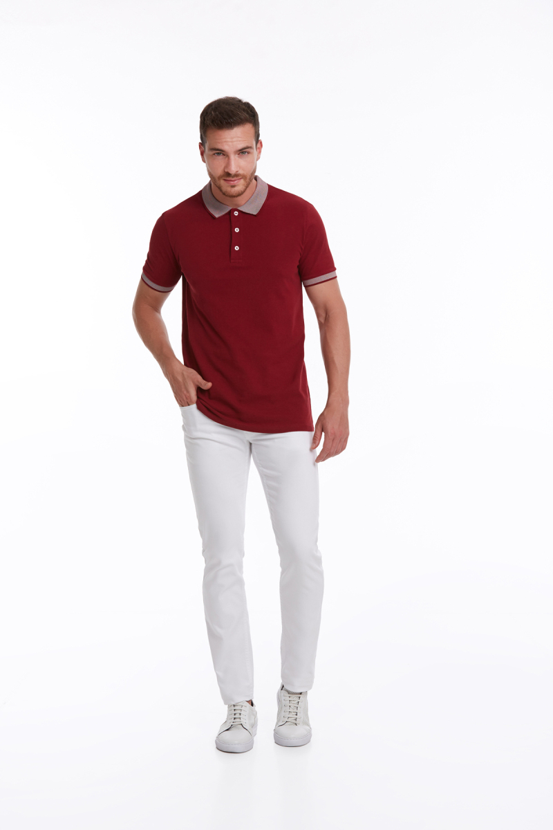 Bordo Regular Fit 100% Pamuk Polo Yaka Tişört - Hatemoğlu (1)