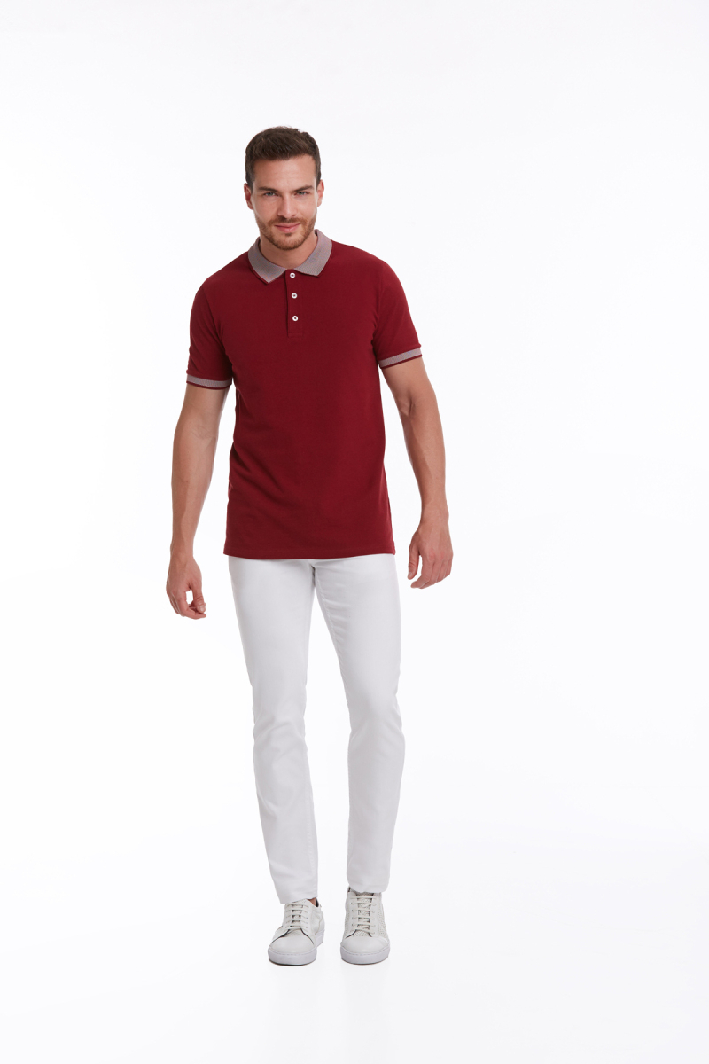 Bordo Regular Fit 100% Pamuk Polo Yaka Tişört - Hatemoğlu (1)