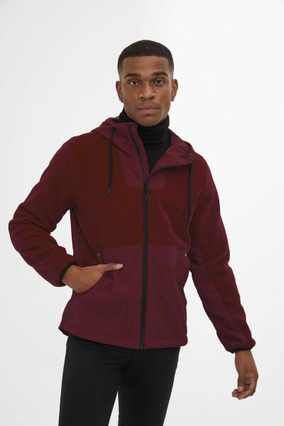 Bordo Slim Fit Kapüşonlu Mont 