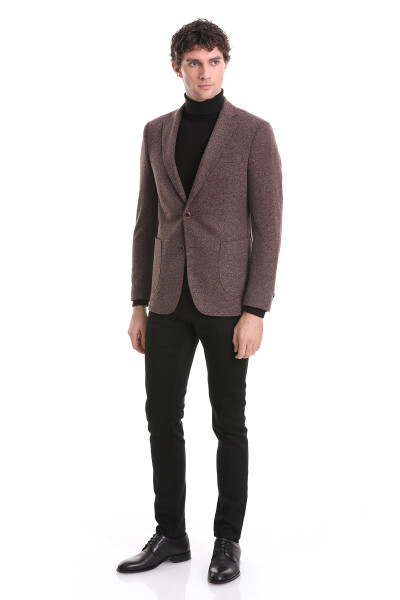 Bordo Comfort Fit Mono Yaka Klasik Ceket - 2