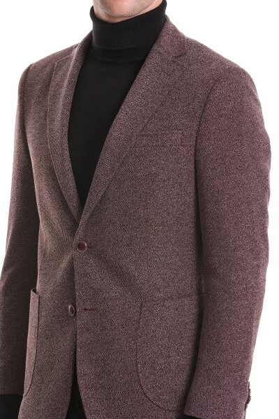 Bordo Comfort Fit Mono Yaka Klasik Ceket - 5