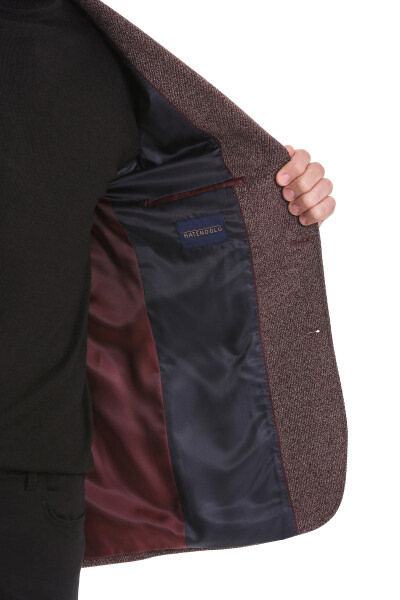 Bordo Comfort Fit Mono Yaka Klasik Ceket - 6