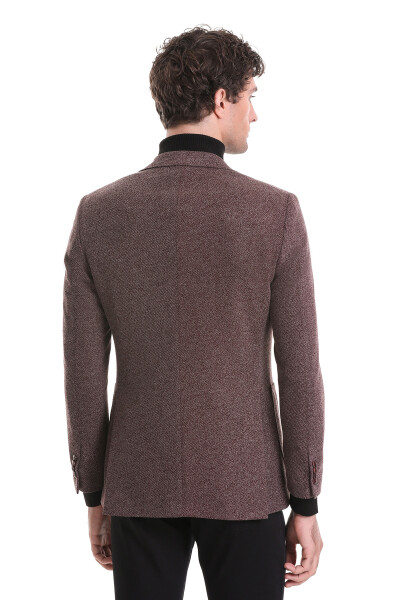 Bordo Comfort Fit Mono Yaka Klasik Ceket - 7
