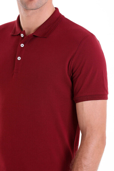 Bordo Comfort Fit 100% Pamuk Polo Yaka Tişört - 5