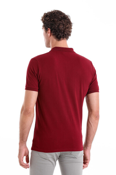 Bordo Comfort Fit 100% Pamuk Polo Yaka Tişört - 6