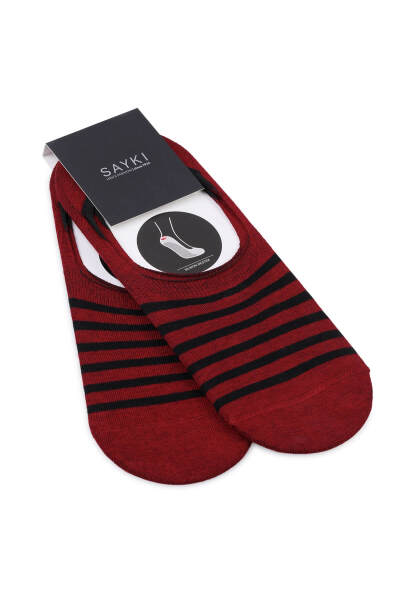 Bordo Desenli Pamuklu İkili Babet Çorap 