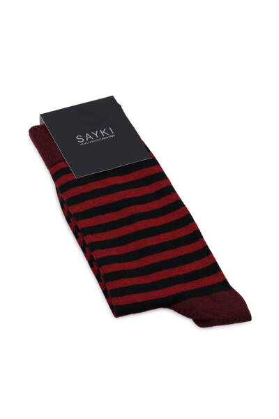 Bordo Desenli Pamuklu Soket Çorap 