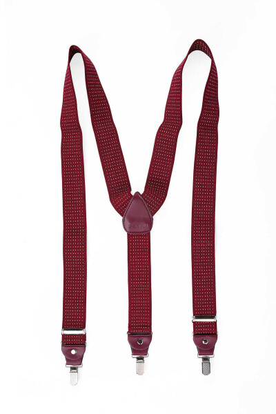 Bordo Puantiye Desenli Pantolon Askısı - 4