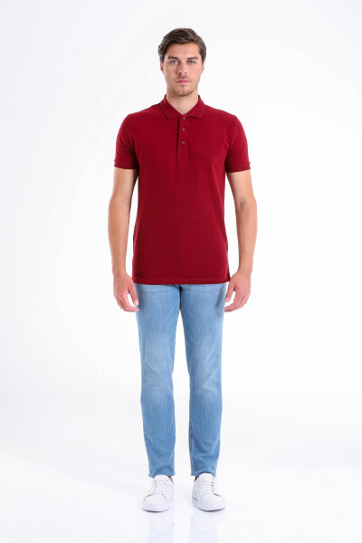 Bordo Regular Fit 100% Pamuk Polo Yaka Tişört - 2