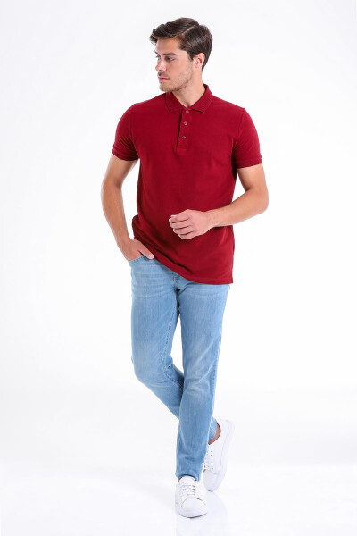 Bordo Regular Fit 100% Pamuk Polo Yaka Tişört - 3