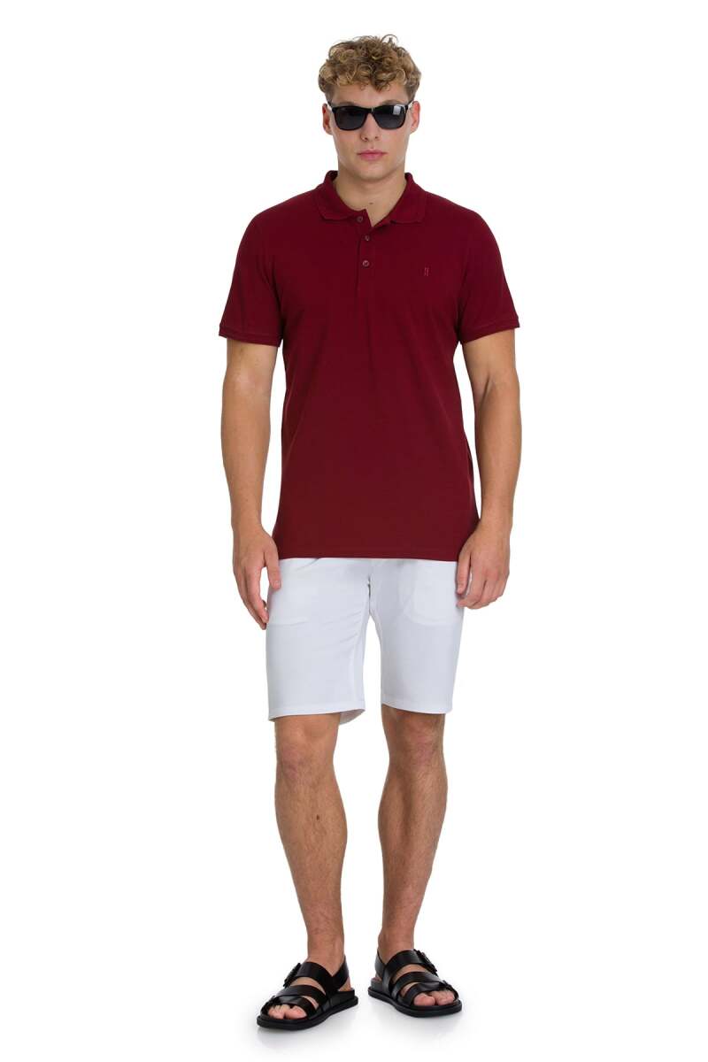 Bordo Regular Fit 100% Pamuklu Polo Yaka Tişört - Hatemoğlu (1)