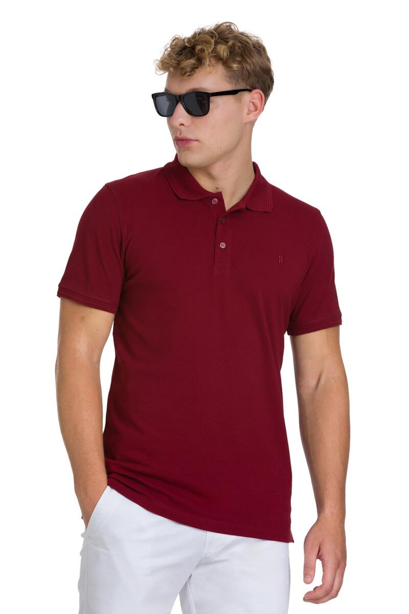 Bordo Regular Fit 100% Pamuklu Polo Yaka Tişört - Hatemoğlu (1)