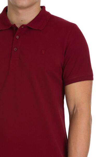 Bordo Regular Fit 100% Pamuklu Polo Yaka Tişört - 4