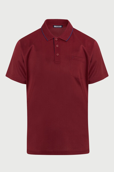 Bordo Regular Fit Merserize Polo Yaka Düz %100 Pamuk Tişört 