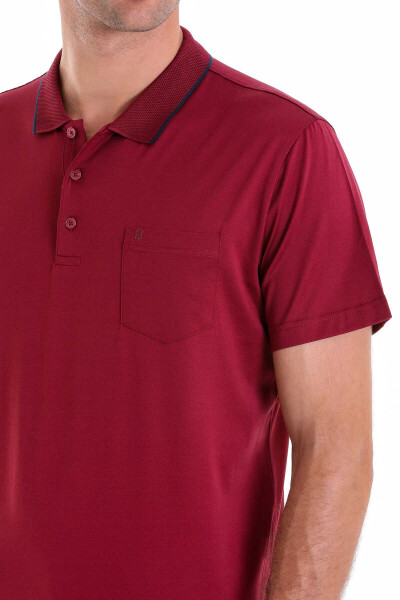 Bordo Regular Fit 100% Pamuk Polo Yaka Tişört - 5