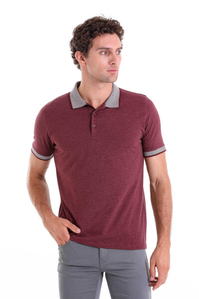 Bordo Regular Fit Pamuklu Polo Yaka Tişört - 2