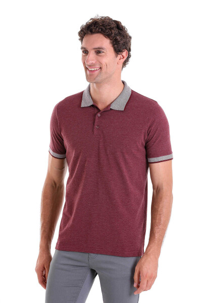 Bordo Regular Fit Pamuklu Polo Yaka Tişört - 3