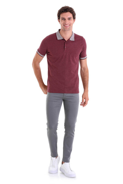 Bordo Regular Fit Pamuklu Polo Yaka Tişört - 4