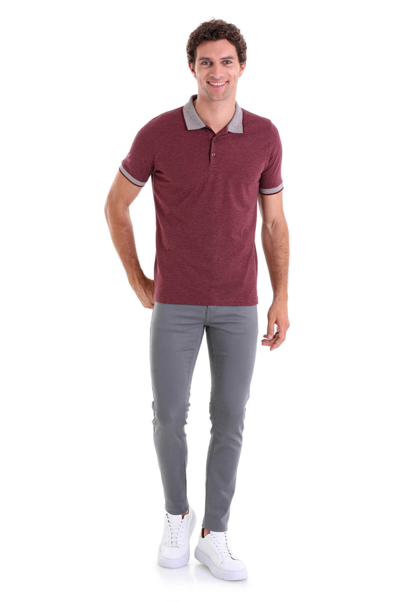 Bordo Regular Fit Pamuklu Polo Yaka Tişört - Hatemoğlu (1)