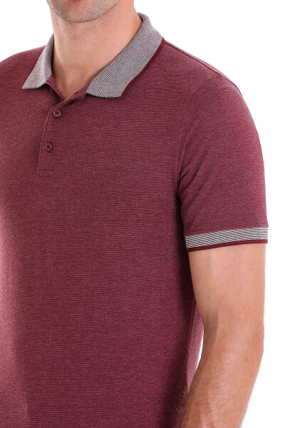 Bordo Regular Fit Pamuklu Polo Yaka Tişört - 5