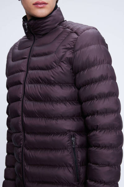 Bordo Regular Fit Hakim Yaka Şişme Mont - 3